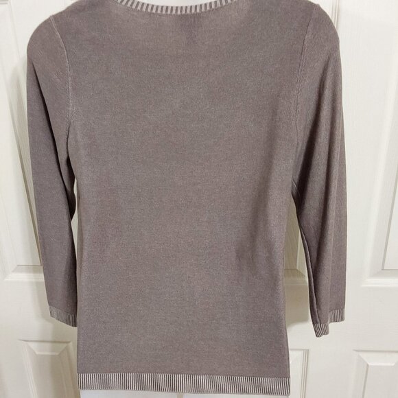 Chico's Scoop-Neck Two-Tone Pullover Sweater Sz L/12 - Picture 3 of 5
